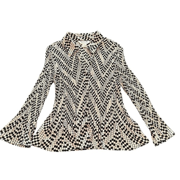 Allison Taylor Black and White Patterned Blouse women’s L - Picture 3 of 6
